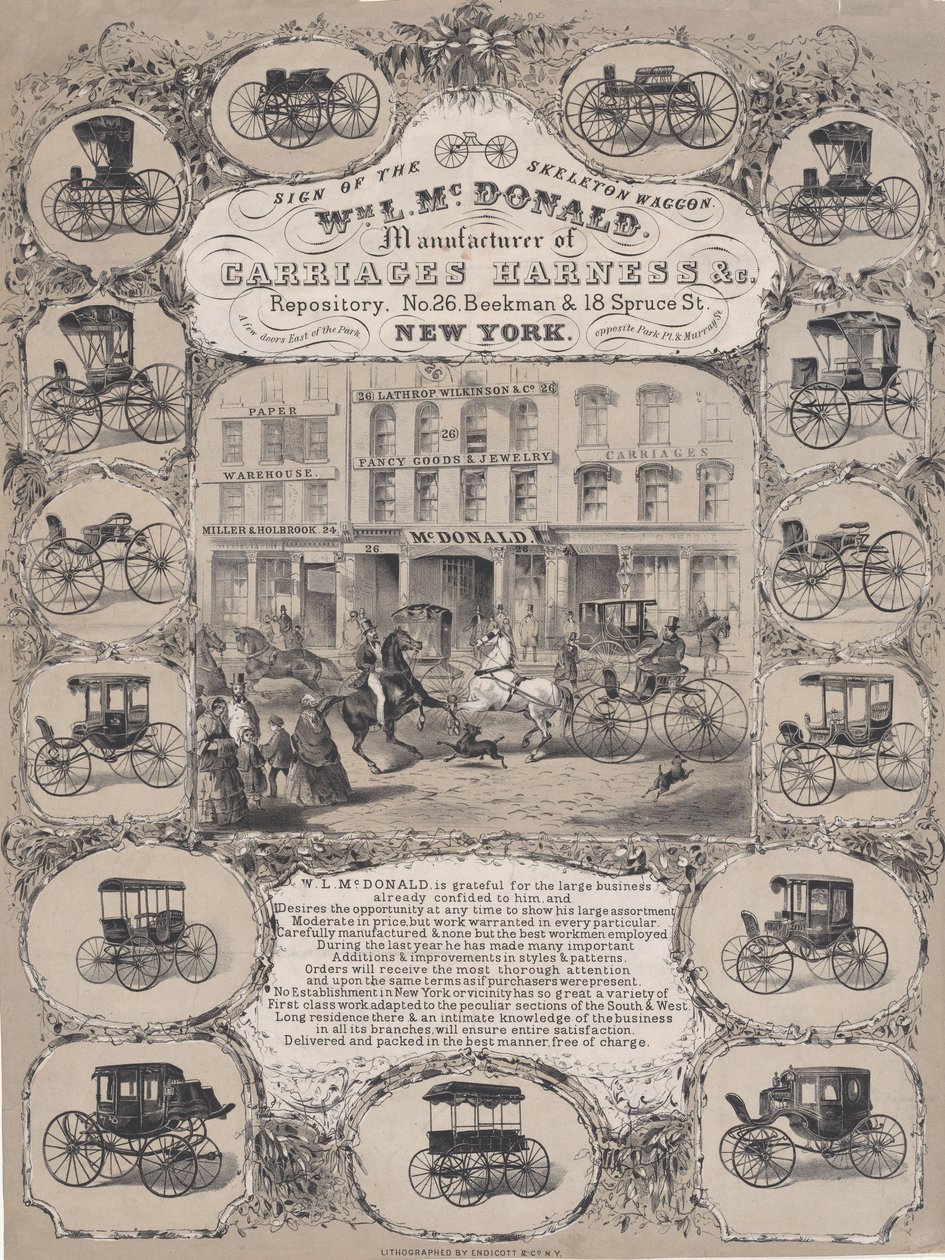 Wm. L. McDonald, Hersteller von Kutschengeschirr & Co. Repository, Nr. 26 Beekman & 1..., 1852-86 von Unbekannt