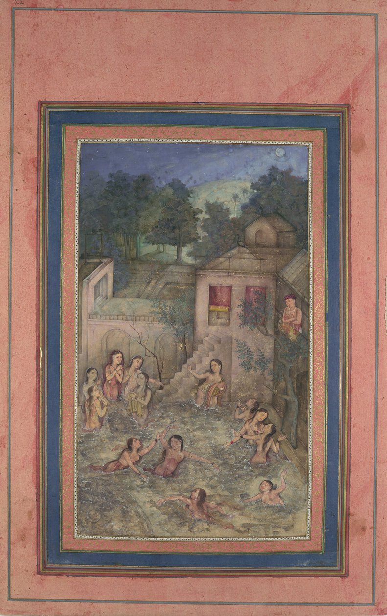 Frauen baden im Mondlicht, Folio aus dem Davis-Album von Unbekannt