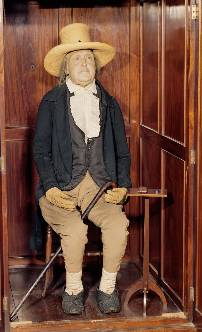 Einbalsamierter Körper von Jeremy Bentham, ausgestellt am University College von Unbekannt Unbekannt