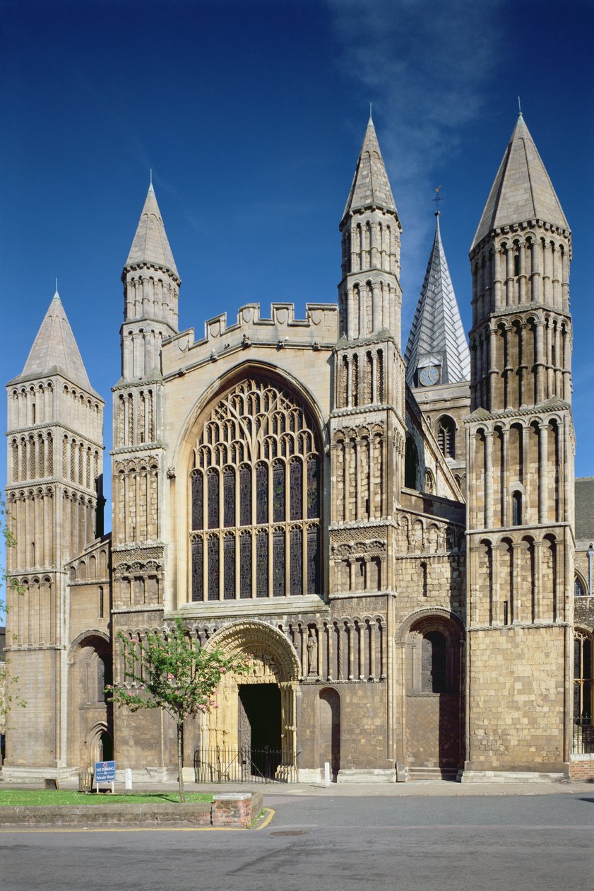 Außenansicht des Westeingangs der Rochester Kathedrale von Unbekannt Unbekannt