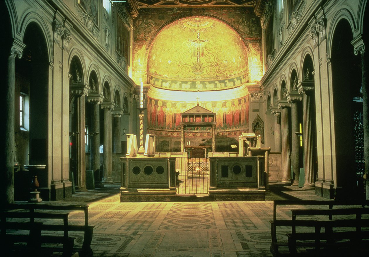 Innenansicht des Hauptaltars von San Clemente, Rom, Italien von Unbekannt Unbekannt