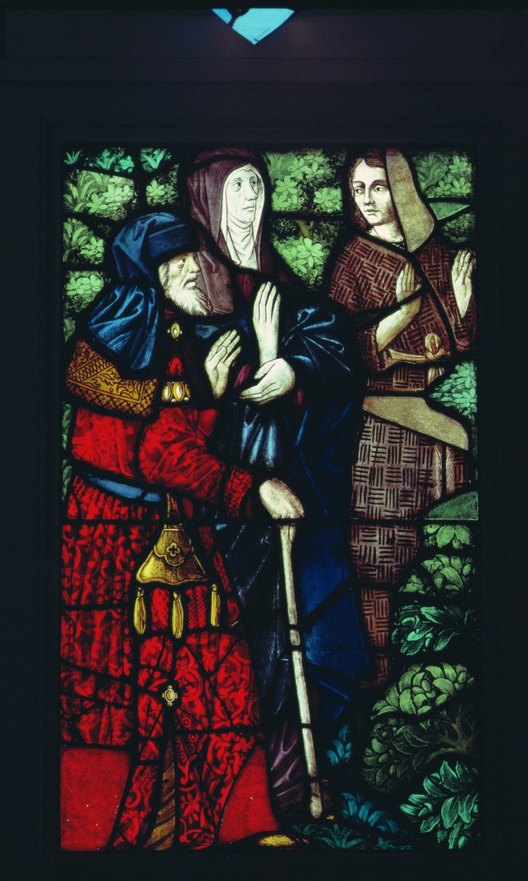 Johannes der Täufer verabschiedet sich von seinen Eltern (16. Jahrhundert, Buntglas) von Unbekannt Unbekannt
