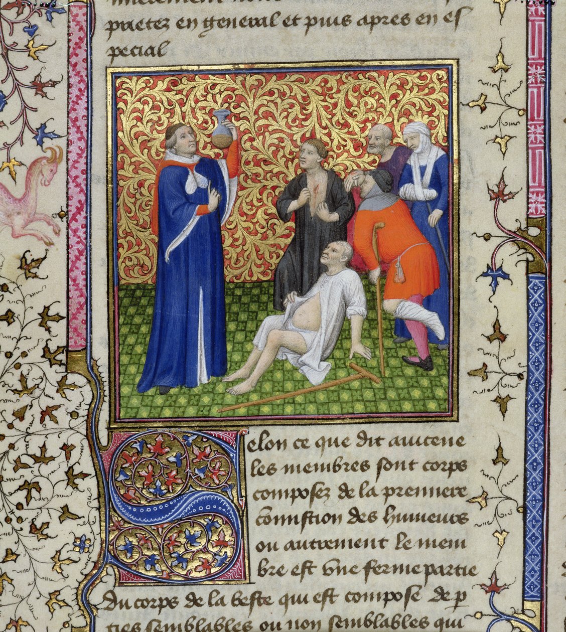 Ein Arzt mit seinen Patienten, aus Des Proprietez des Choses, ca. 1415 von Unbekannt Unbekannt