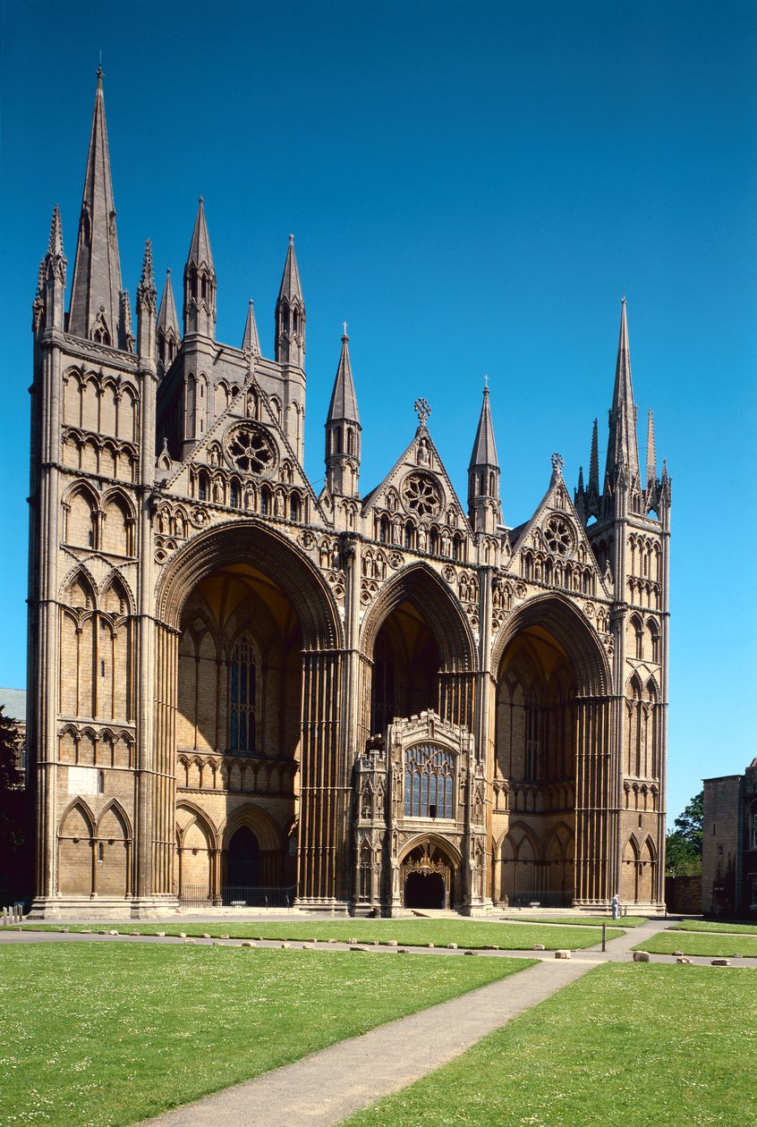 Peterborough Kathedrale, Westfassade, erbaut ca. 1200-10, Cambridgeshire, UK von Unbekannt Unbekannt
