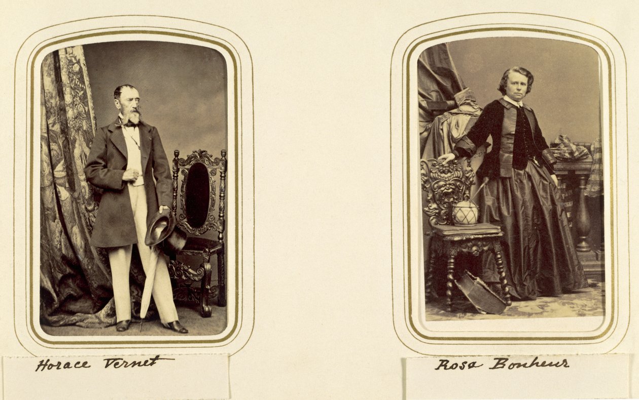 Porträts von Horace Vernet und Rosa Bonheur (Sepia-Foto) von Unbekannt Unbekannt