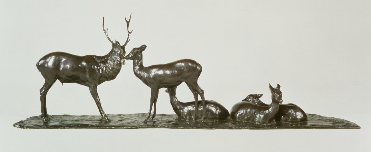 Hirsch und Rehkitze von Rembrandt Bugatti (1885-1916) von Unbekannt Unbekannt