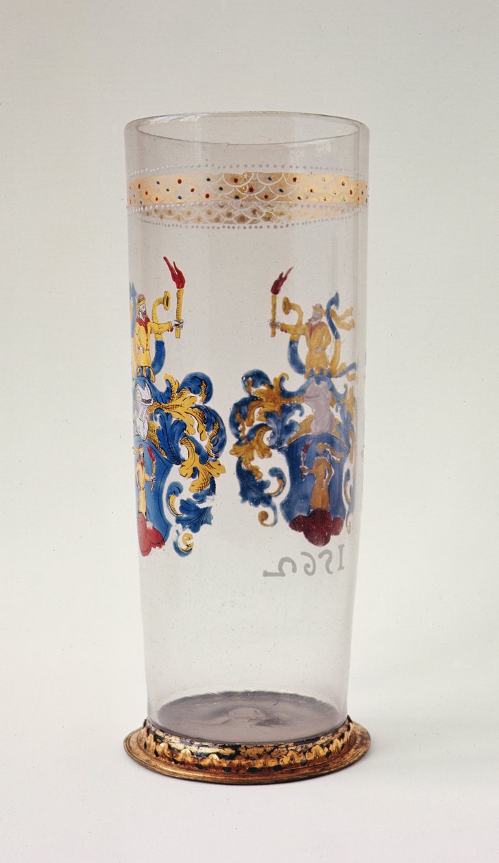 Stangenglas mit heraldischer Dekoration, Silbervergoldung, wahrscheinlich Süddeutsch, 1562 von Unbekannt Unbekannt