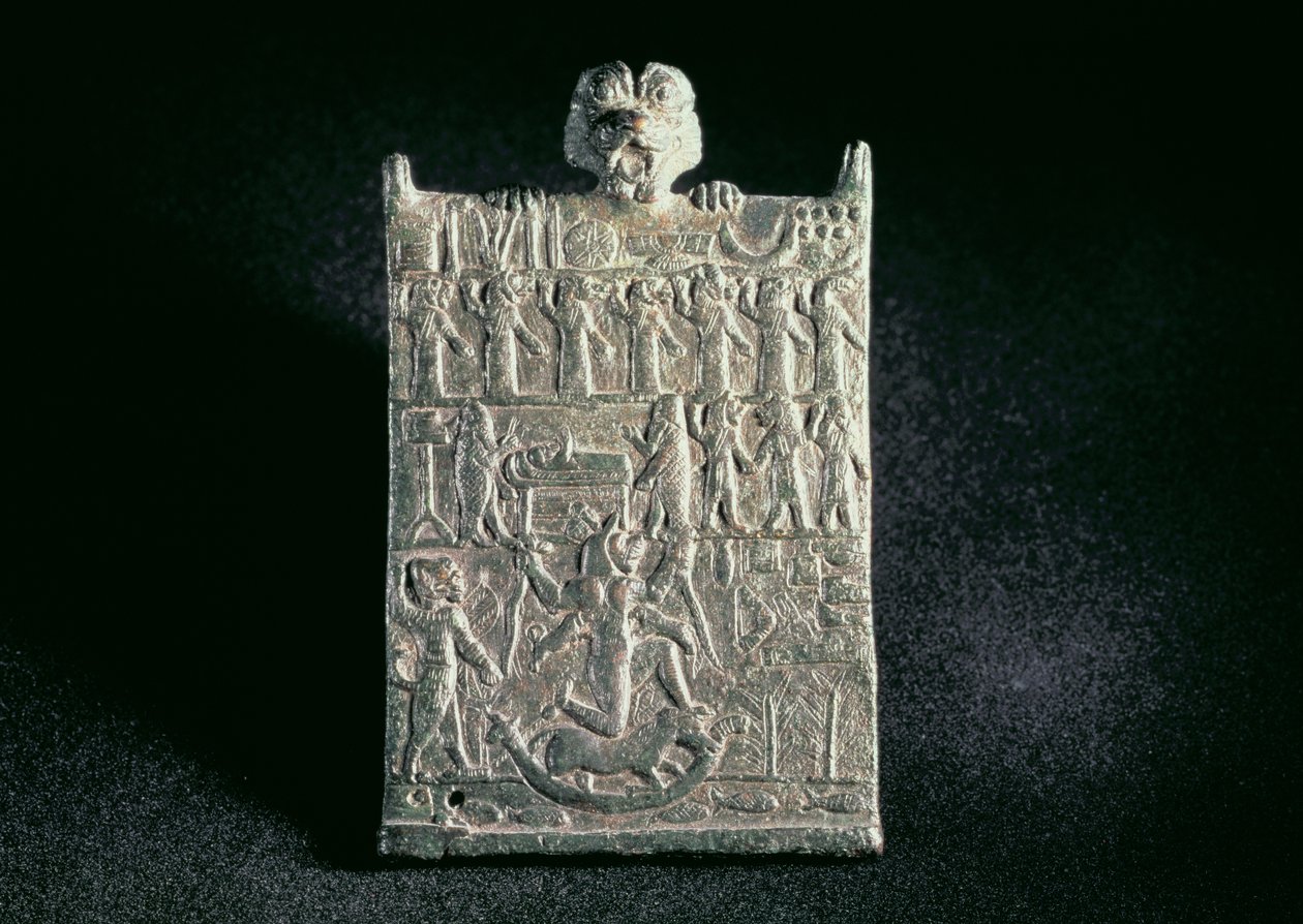 00362 Plakette der Hölle, die die Verschwörung gegen Lamashtu darstellt, Neuassyrisch, aus Mesopotamien, ca. 1700 v. Chr. von Unbekannt