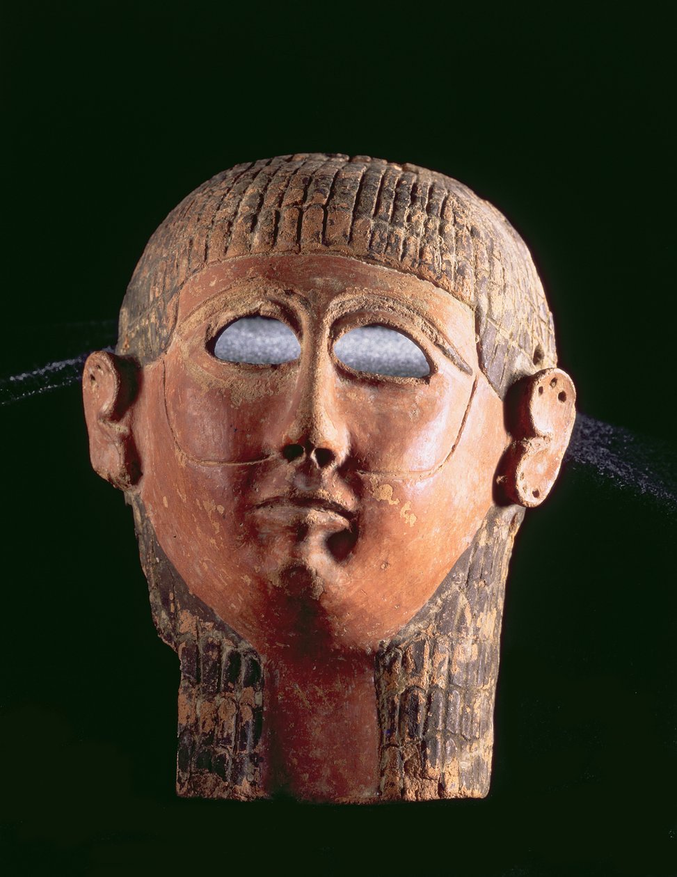 00368 Bärtige Maske, aus Karthago, Tunesien, Phönizisch, 4. Jahrhundert v. Chr. (geformter, bemalter Terrakotta) von Unbekannt