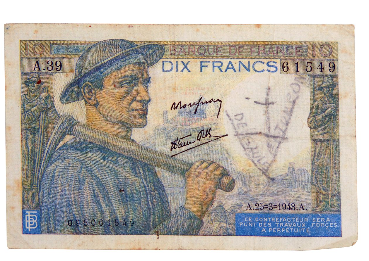 10-Franc-Schein von 1942 von Unbekannter Künstler