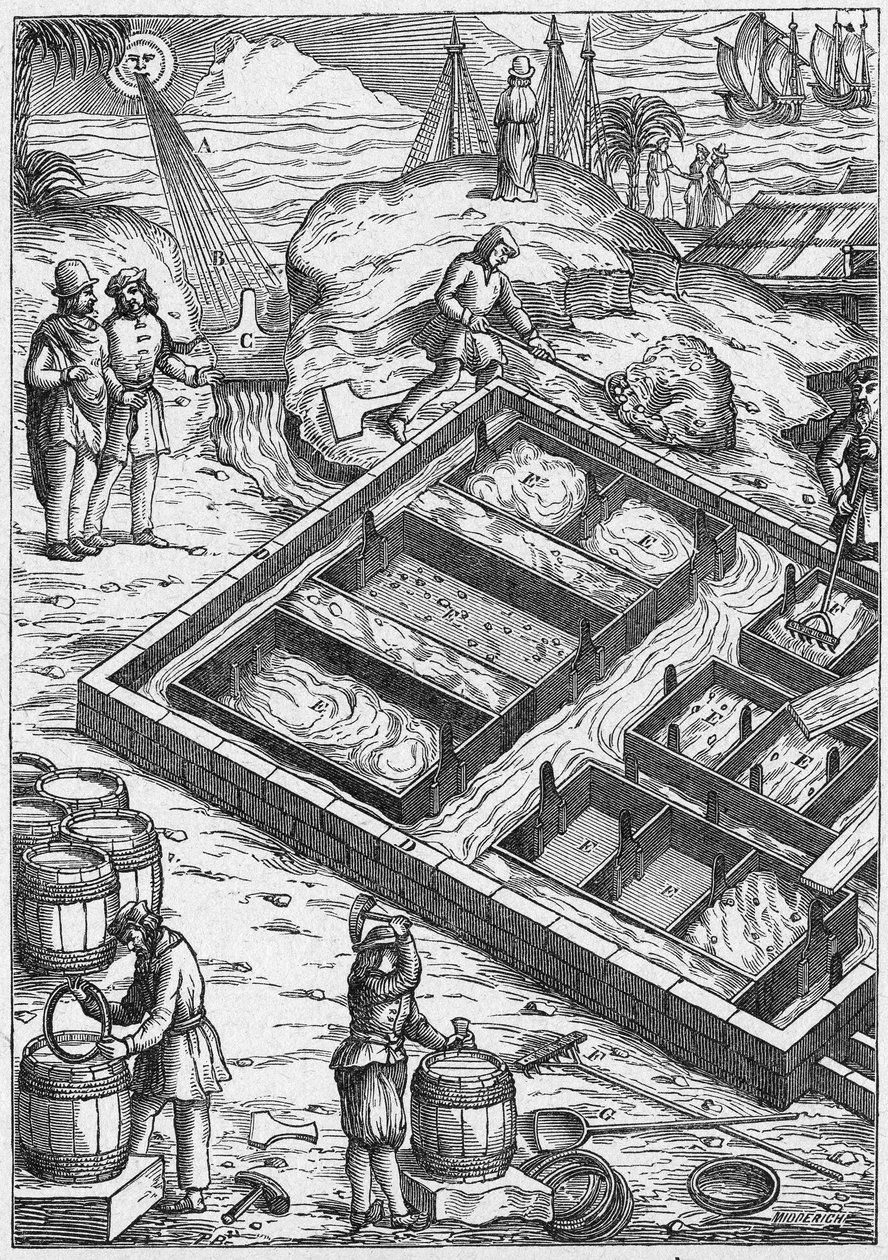 Ein Salzwiesen im 16. Jahrhundert (Gravur) von Unbekannter Künstler
