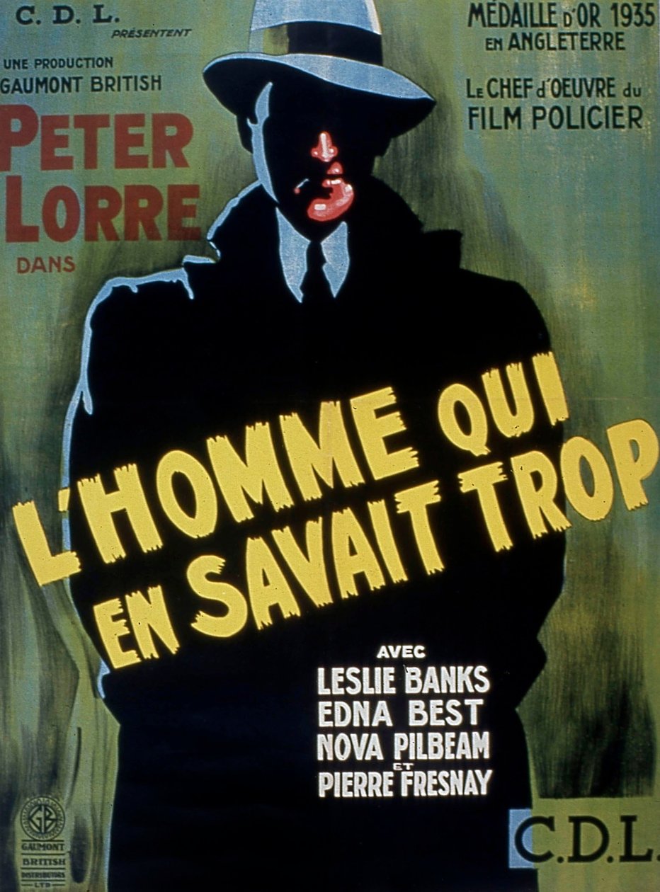 Filmplakat The Man Who Knew Too Much von Alfred Hitchcock mit Peter Lorre 1934 von Unbekannt