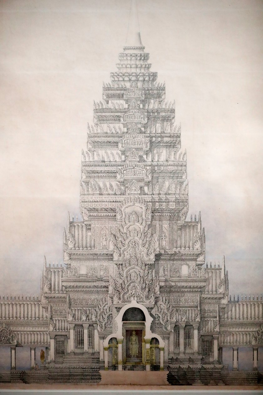 Asian Civilisations Museum, Angkor, Erkundung der heiligen Stadt Kambodschas, Vorderansicht der drei ersten Gehege von Angkor Wat, Louis Delaporte, Kambodscha von Unbekannt