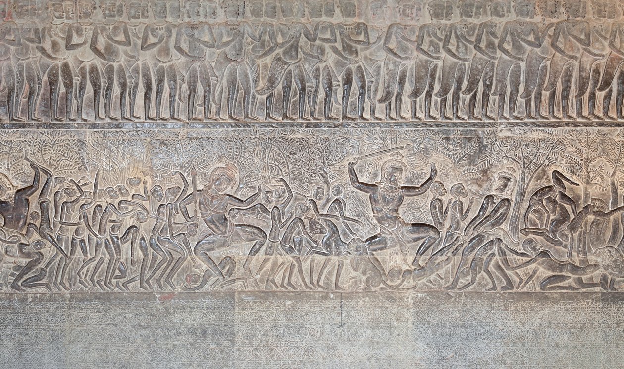 Basreliefs in der südlichen Galerie von Angkor Wat, Kambodscha von Unbekannter Künstler