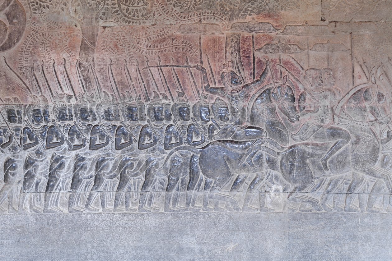 Basreliefs in der südlichen Galerie von Angkor Wat, Kambodscha von Unbekannter Künstler