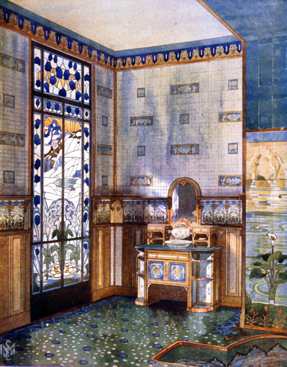 Badezimmer, frühes 20. Jahrhundert (Illustration) von Unbekannter Künstler