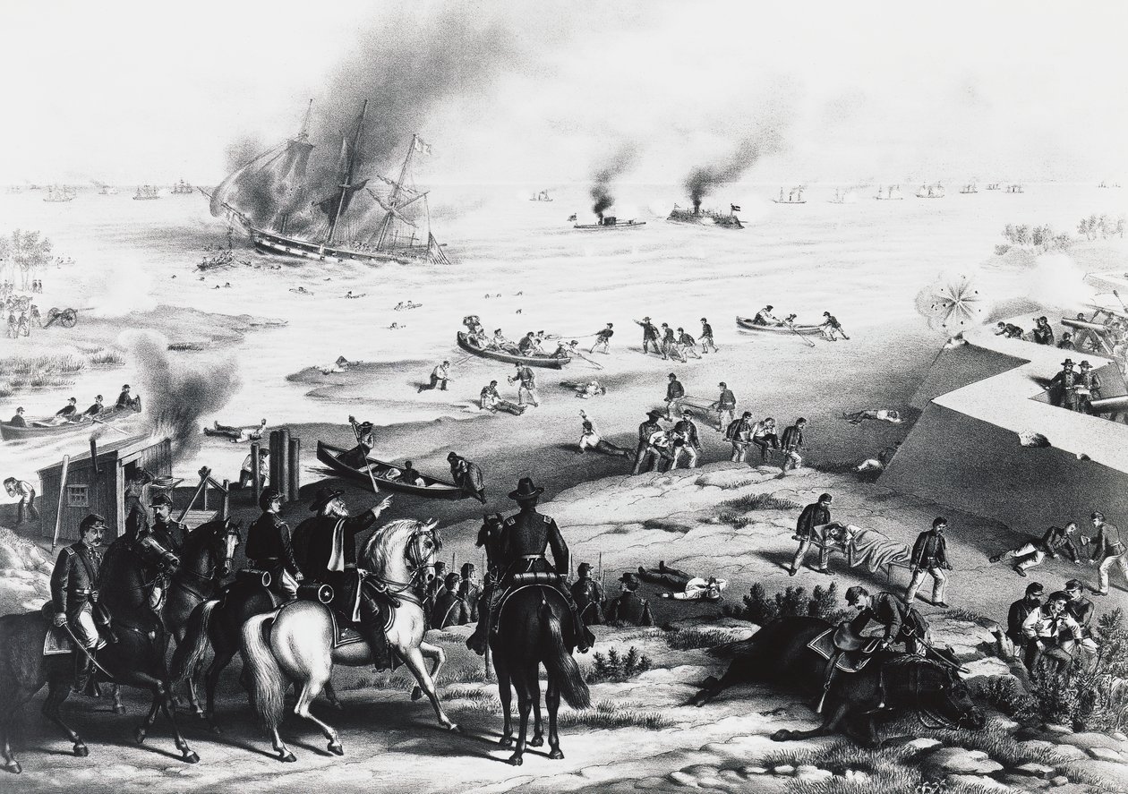 Schlacht von Hampton Roads oder Schlacht der Panzerschiffe, die USS Monitor und CSS Virginia von William M. Timlin