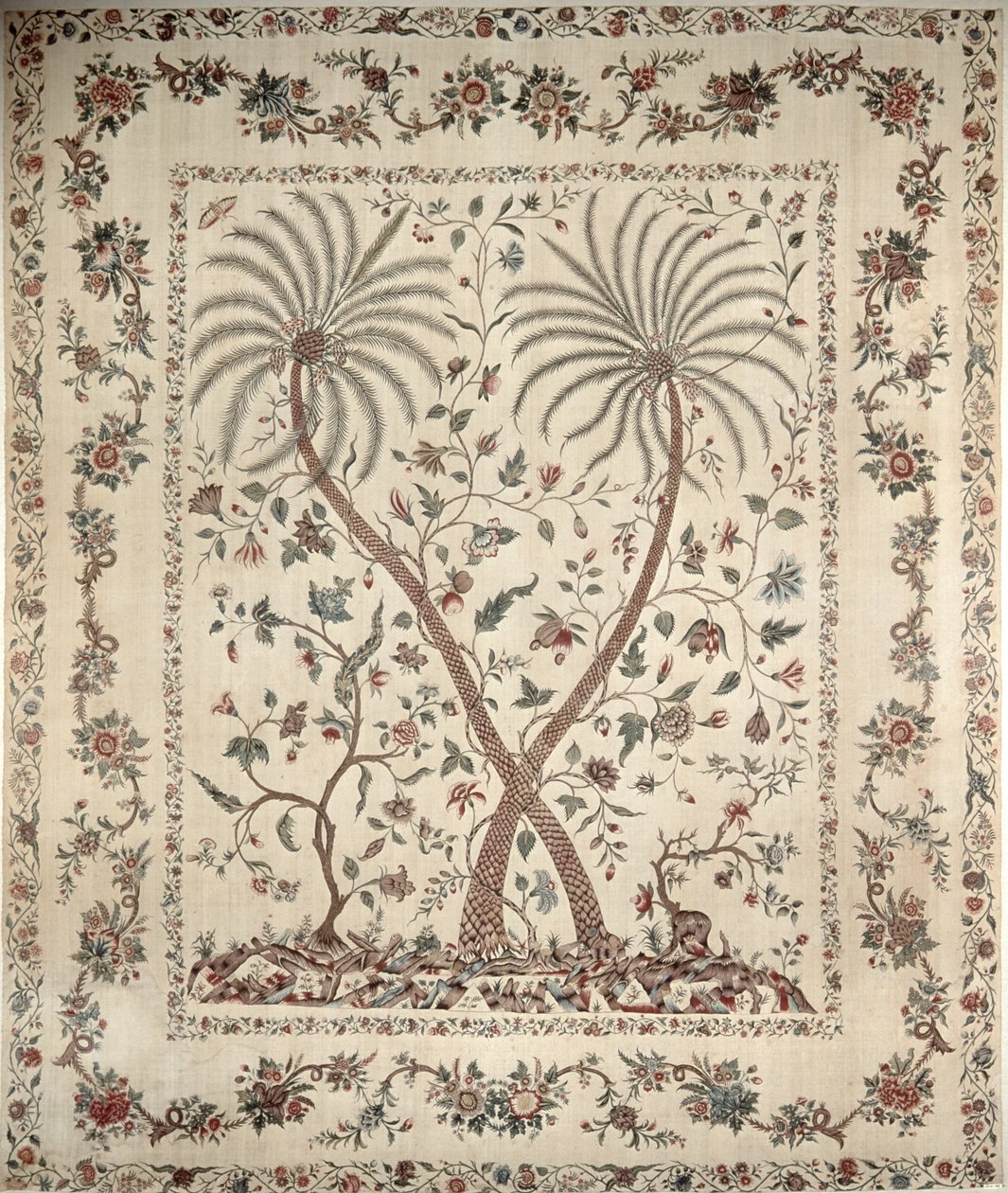 Bettüberwurf mit Palmenmotiven von der südlichen Koromandelküste, ca. 1770 (Baumwolle) von Unbekannt