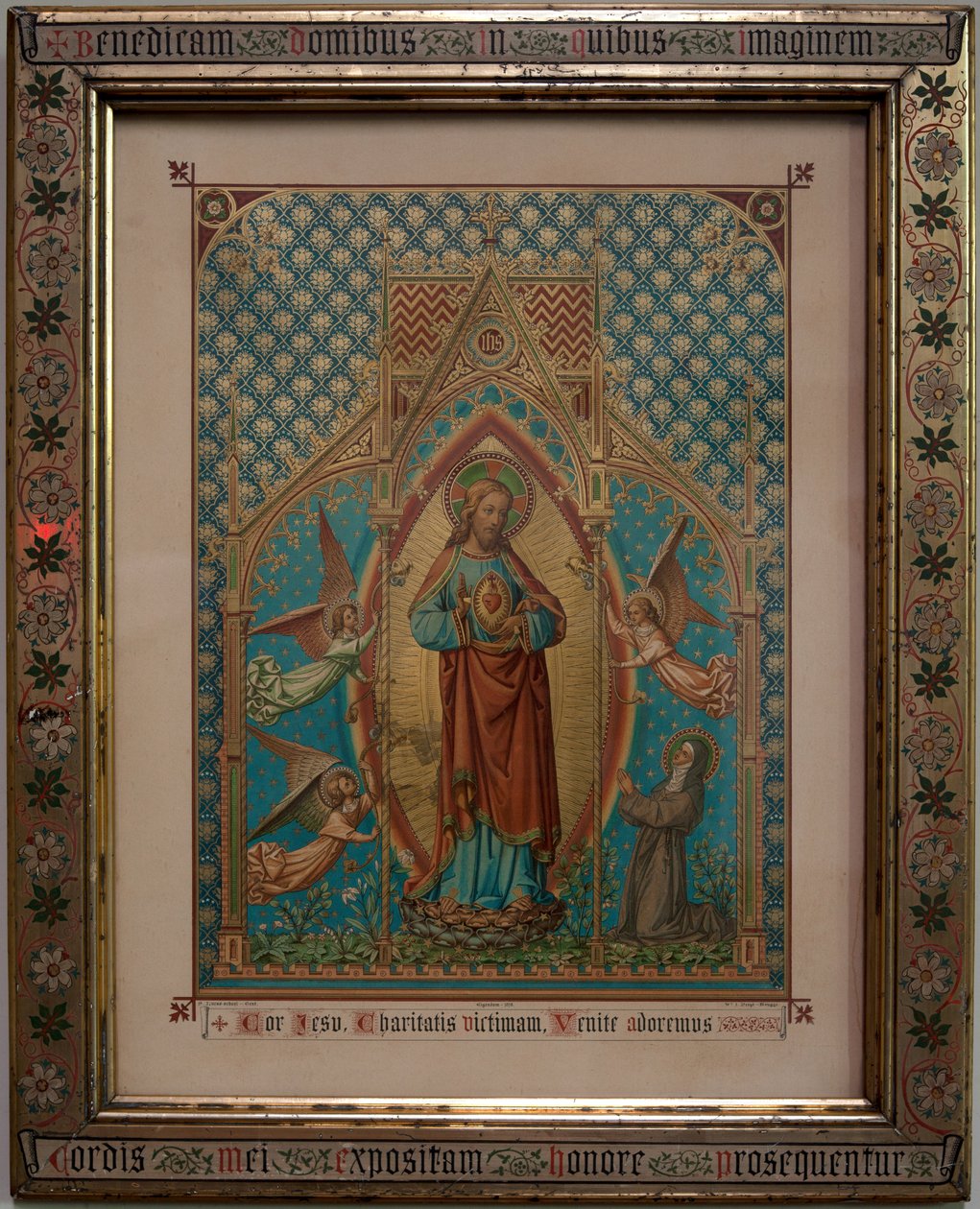 Bevere. Pfarrkirche (Sint-Pietersbanden). Innenraum. Andachtsfarbdruck. S Lucas Schule Gent, Eigentum 1875, W Z Dreyt Brügge. Neugotisch. von Unbekannt