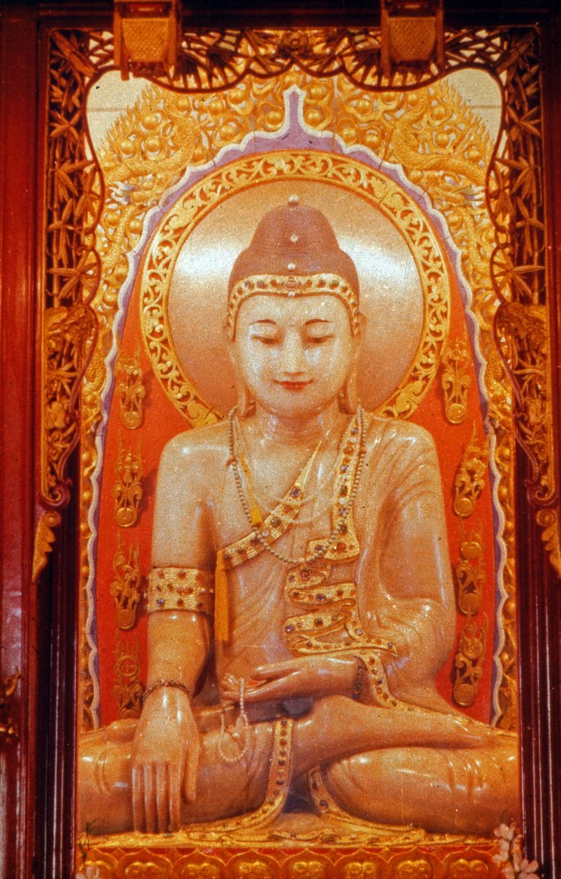 Große Buddha-Statue im Jade-Buddha-Kloster in Shanghai, China, 1960er Jahre von Unbekannter Künstler