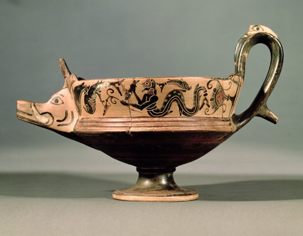Böotischer schwarzfiguriger Kyathos aus der Gruppe der Böotischen Tänzer, ca. 575-550 v. Chr. von Unbekannt