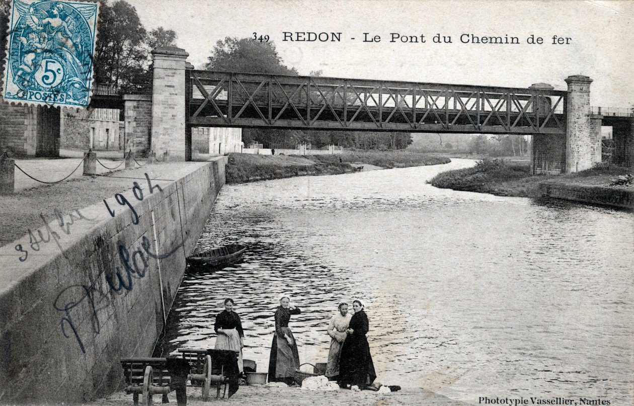Bretagne, Ille et Vilaine (35), Redon: die Eisenbahnbrücke - Postkarte von 1904 von Unbekannt