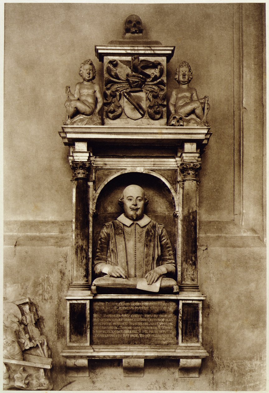 Büste von William Shakespeare und Inschrift von Unbekannt