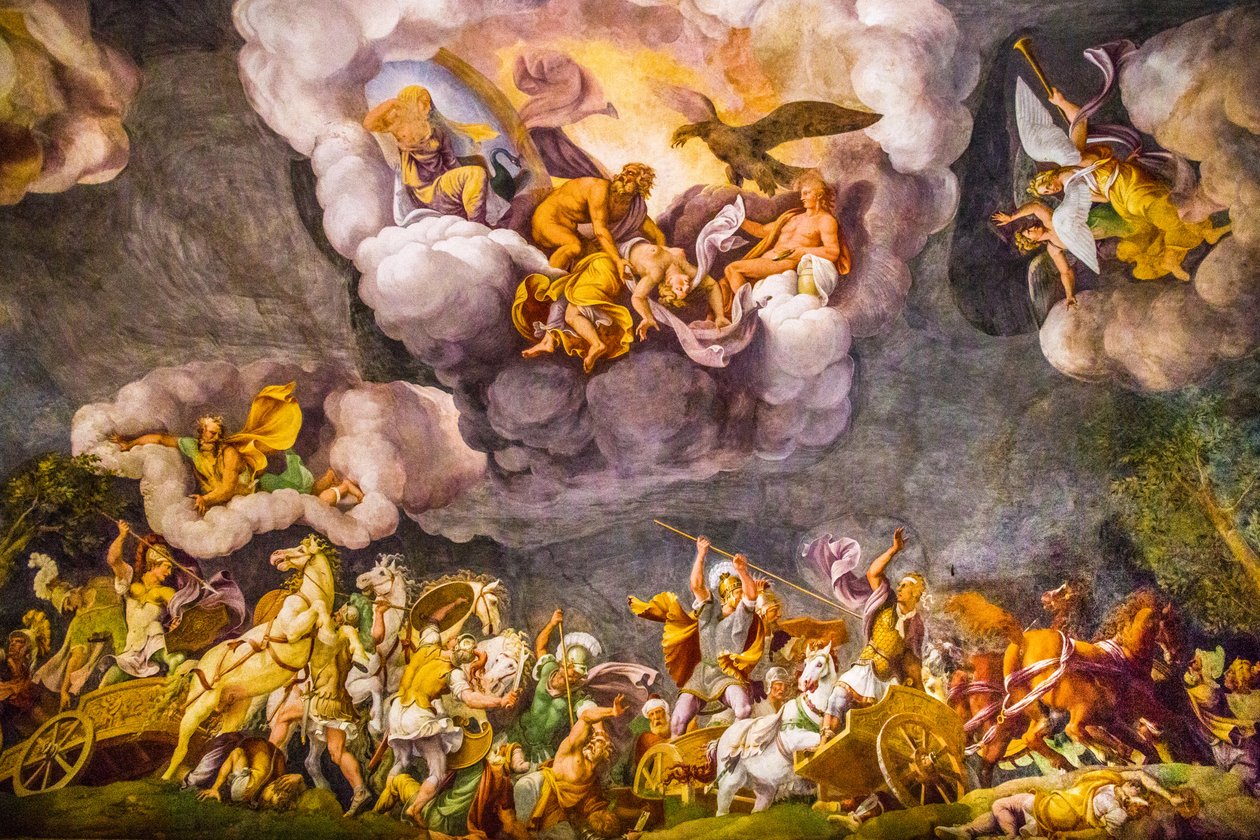 Deckenmalerei im Palazzo Ducale, Mantua, Lombardei, Italien von Unbekannter Künstler