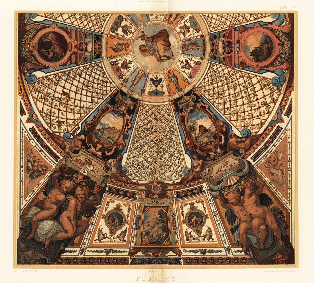 Deckenmalerei in der Uffizien-Galerie, Florenz von Unbekannter Künstler