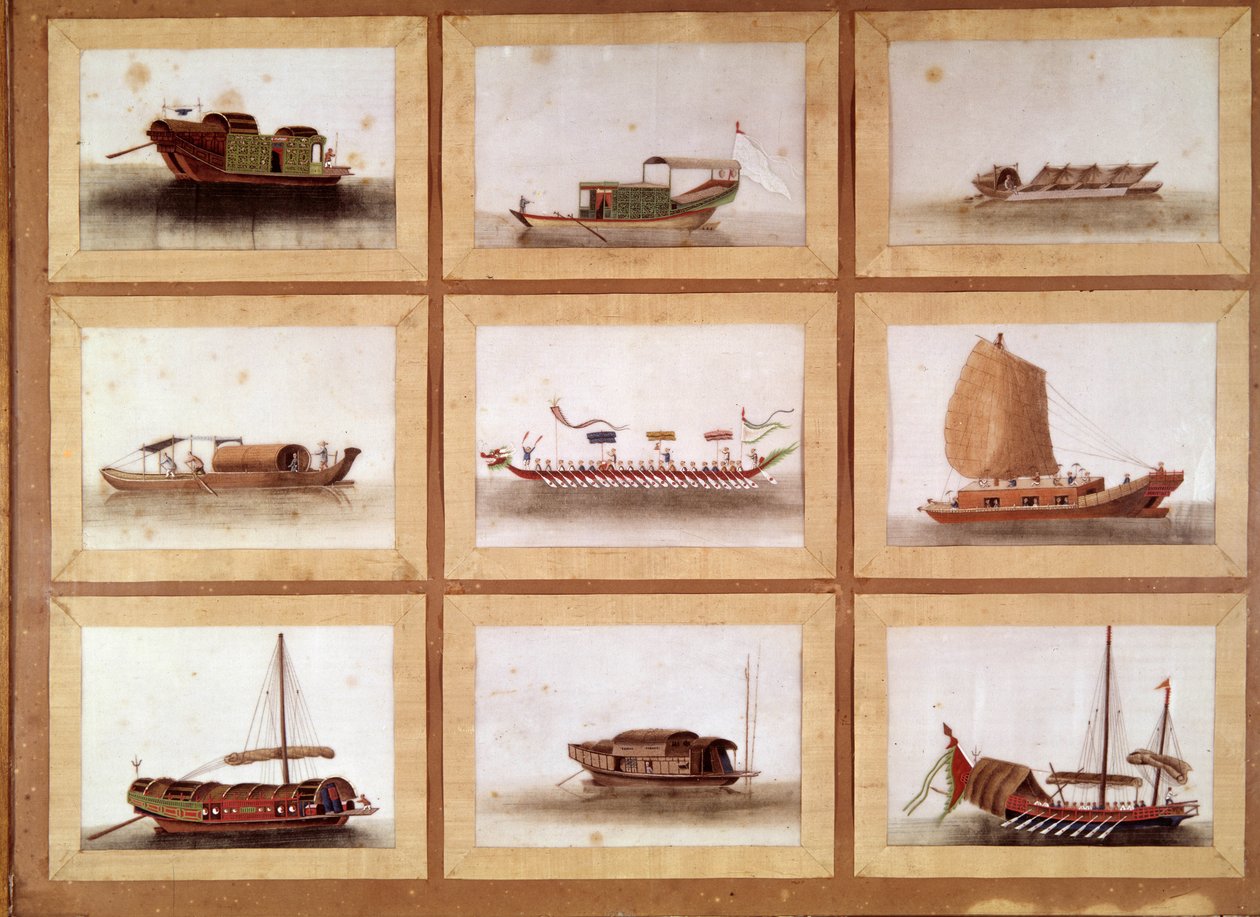 Chinesische Dschunken des großen Zheng He (1371-1433) oder Hajji Mahmud (arabischer Name), chinesischer Eunuch und Meeresforscher von William M. Timlin