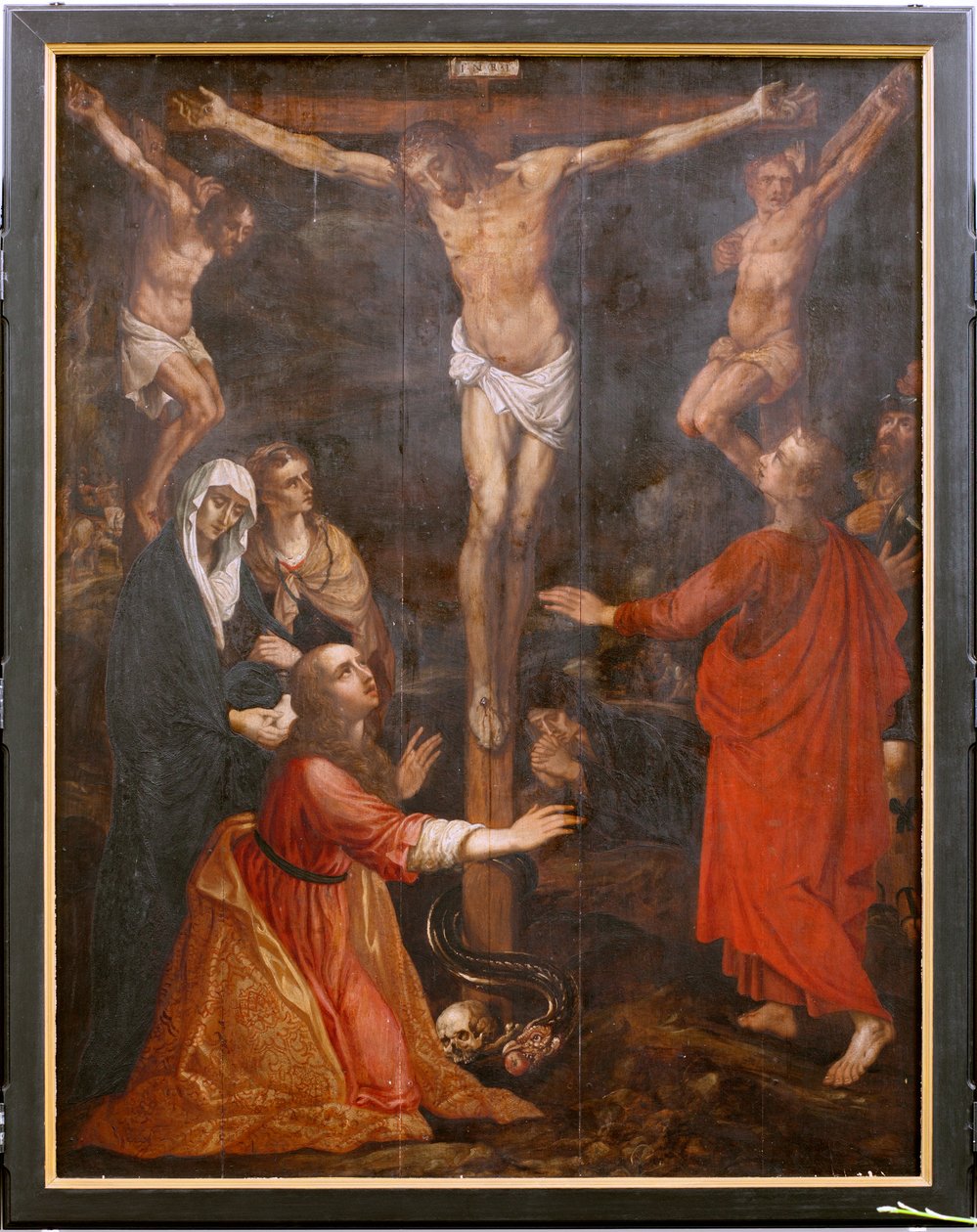 Kirche (Eglise Saint-Martin). Innenansicht. Triptychon. Die Kreuzigung von Unbekannter Künstler