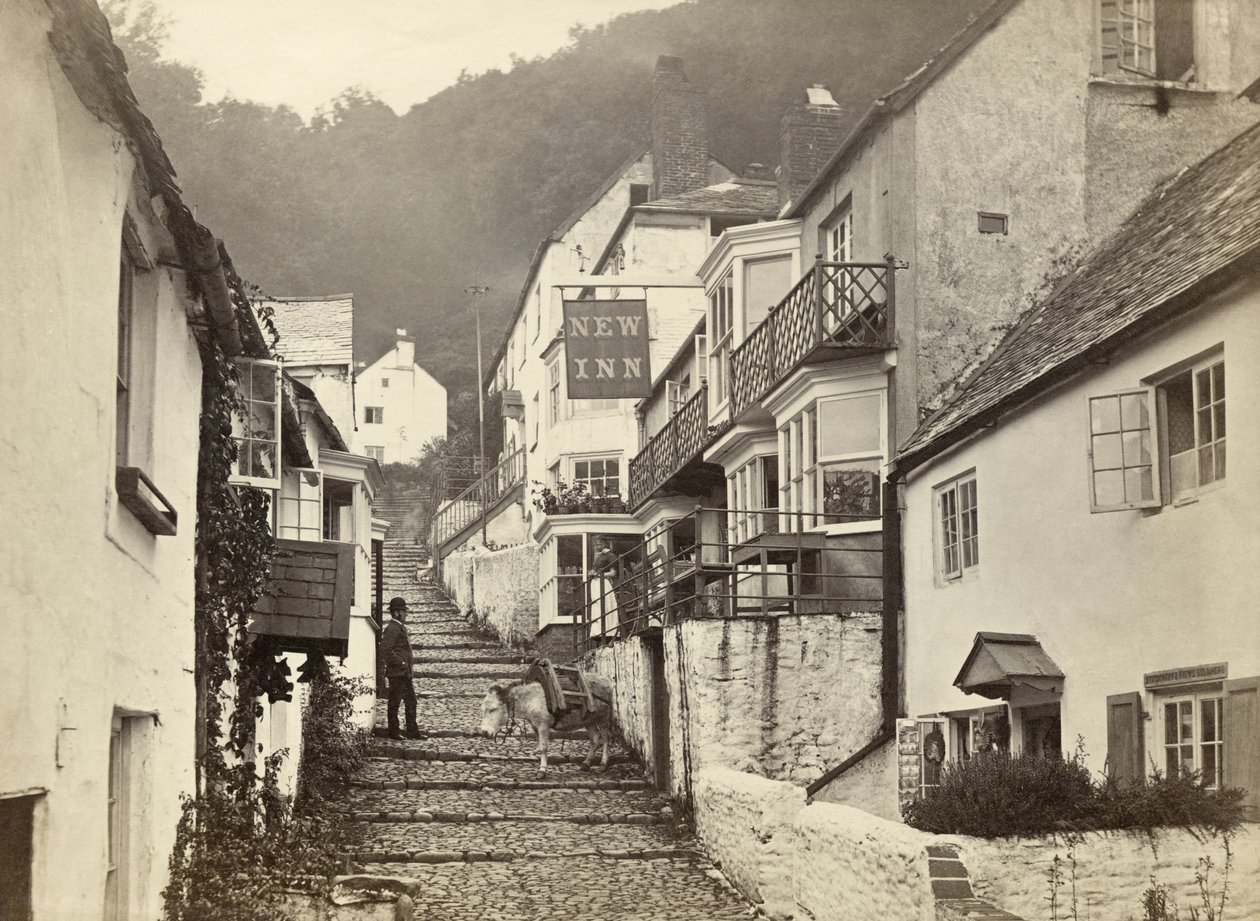 Clovelly, Torridge, Devon, UK (s/w Foto) von Unbekannter Künstler