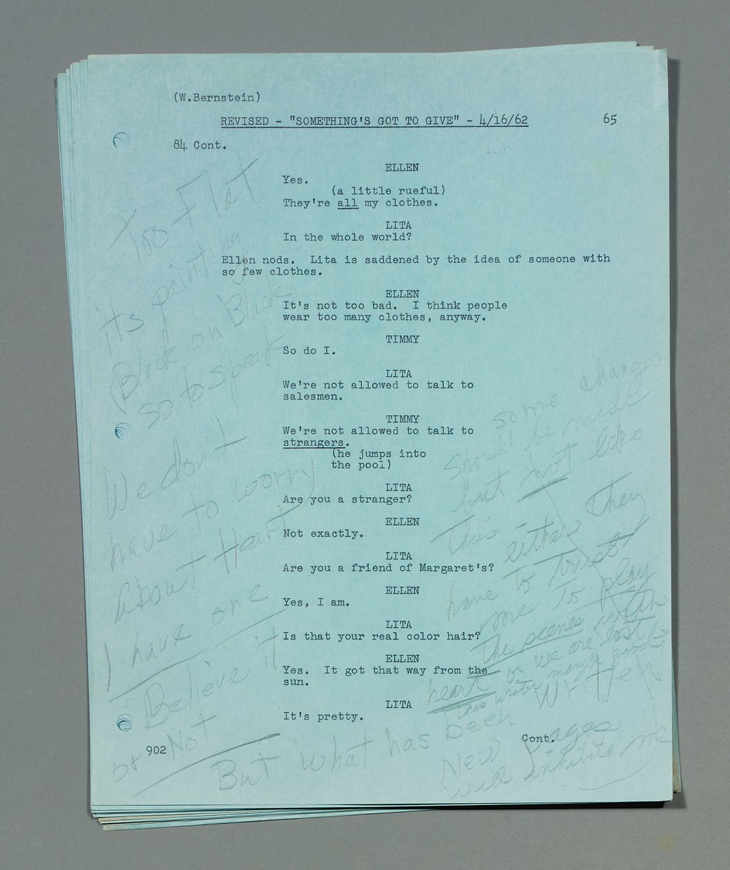 Sammlung loser überarbeiteter Drehbuchseiten aus Marilyn Monroes letztem und unvollendetem Film 