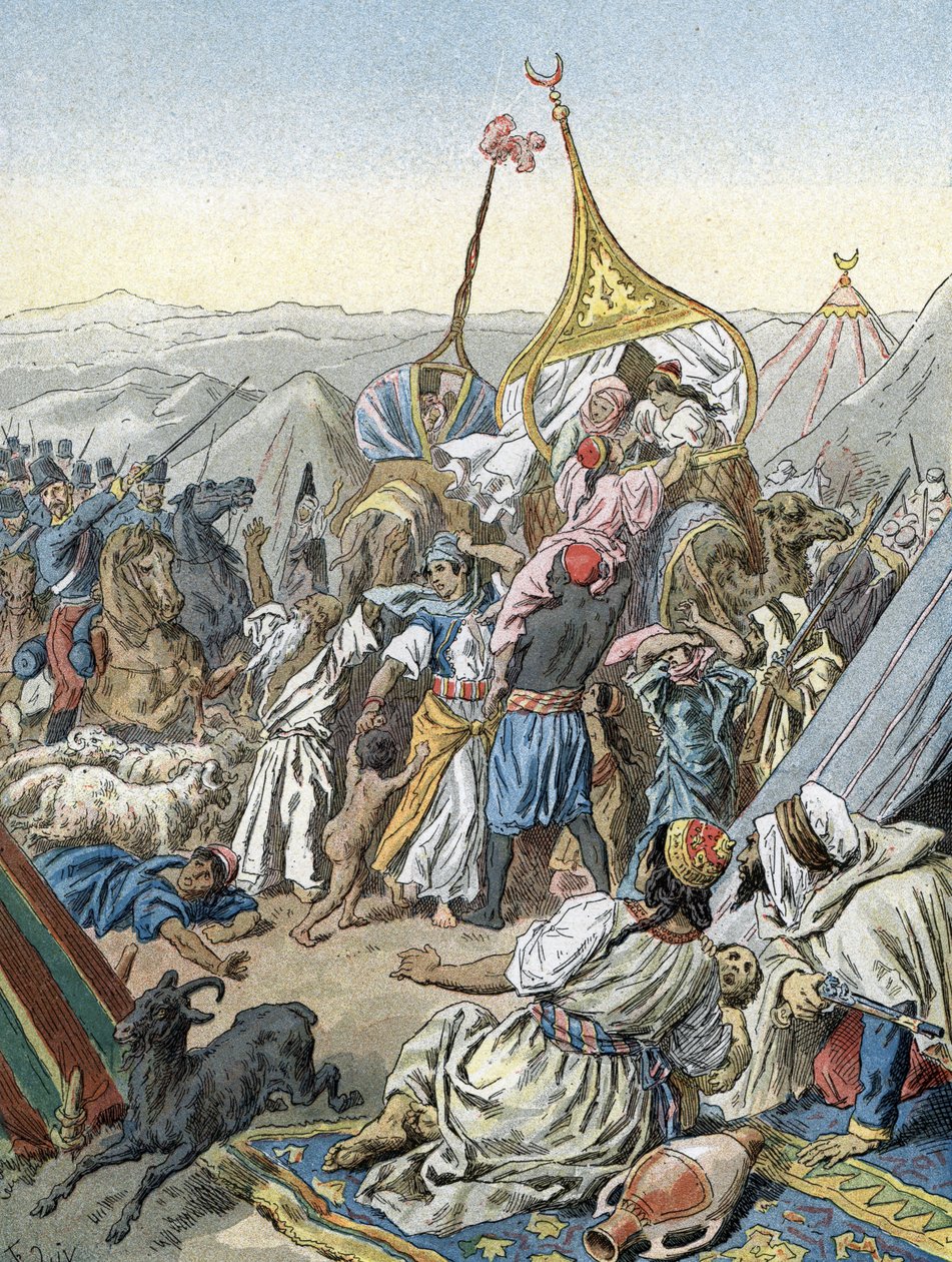 Eroberung Algeriens durch Frankreich: Eroberung der Smalah von Abd-el-Kader in Taguin durch den Herzog von Aumale (1843) von Unbekannter Künstler