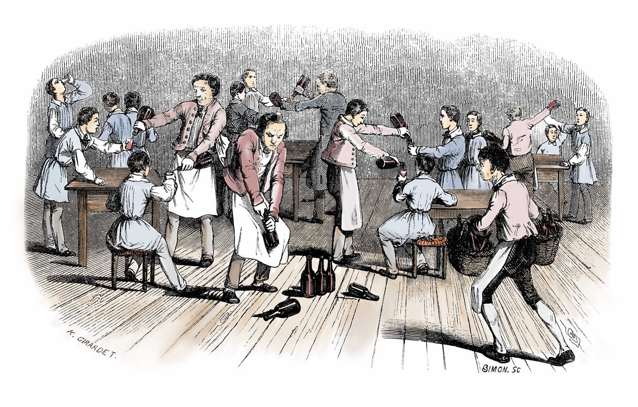 Anfänge des Comics: Gravur aus „Nouveaux voyages en zig-zag“ von Rodolphe Topffer (1799-1846) von Unbekannter Künstler