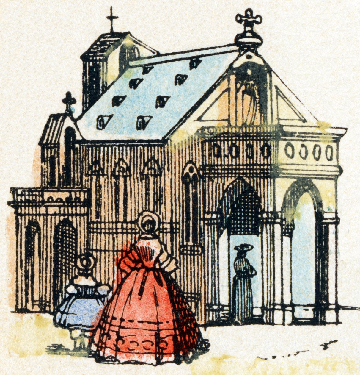E - Kirche - Alphabet - Kinderunterhaltung - Image Epinal, populäre Serie ca. 1890 von Unbekannt