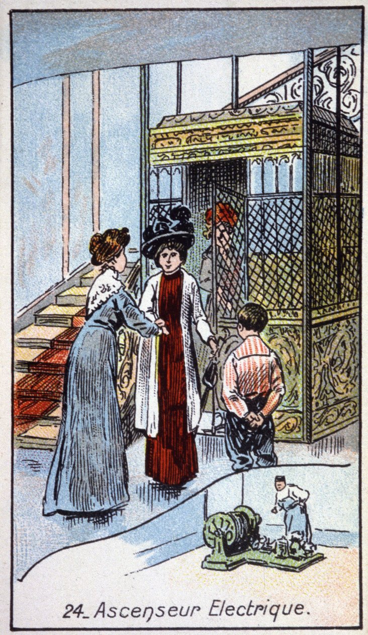 Elektrischer Aufzug, ca. 1910 von Unbekannter Künstler