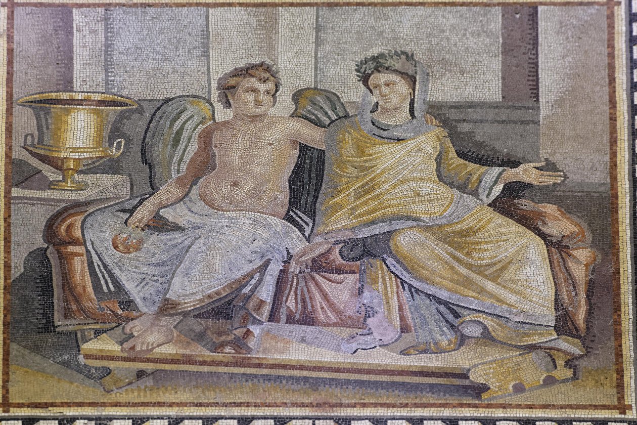 Eros und Psyche, Mosaik aus Zeugma, Zeugma-Mosaikmuseum, Gaziantep, Südostanatolien, Anatolien, Türkei, Asien von Unbekannter Künstler