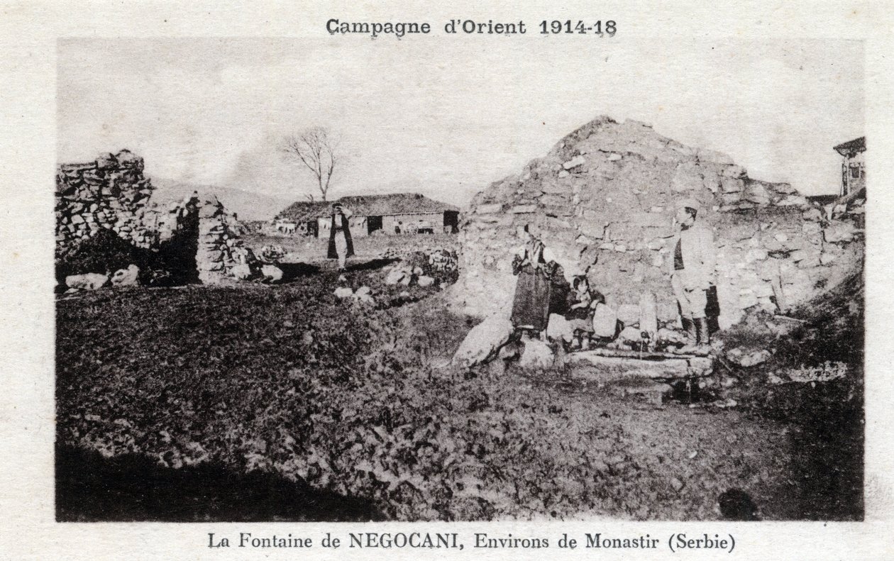 Erster Weltkrieg (1914-1918) - Ostfeldzug: Negocani-Brunnen in Serbien (heute Mazedonien) - Postkarte von William M. Timlin