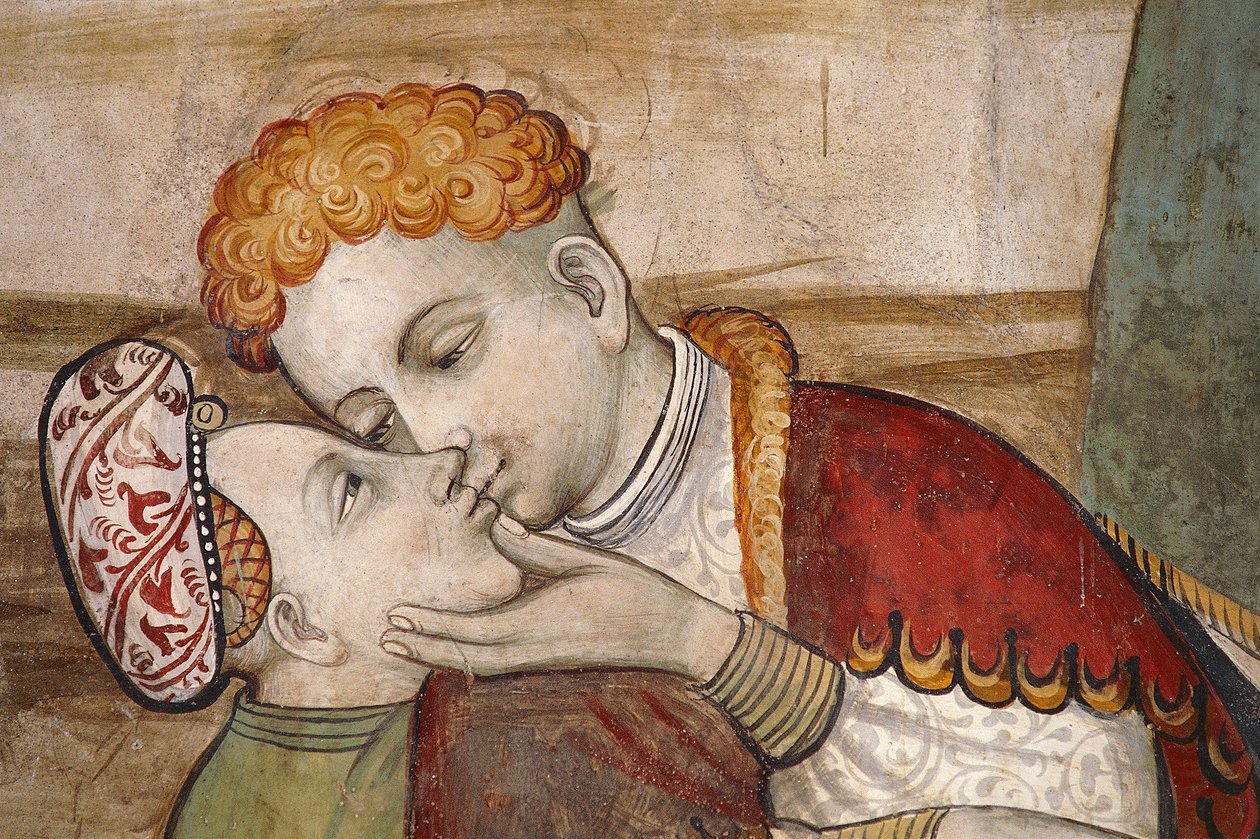 Fresken der Baronshalle (15. Jahrhundert), Detail, Schloss Della Manta, Manta (Cuneo), Piemont, Detail, Italien von Benjamin Baud
