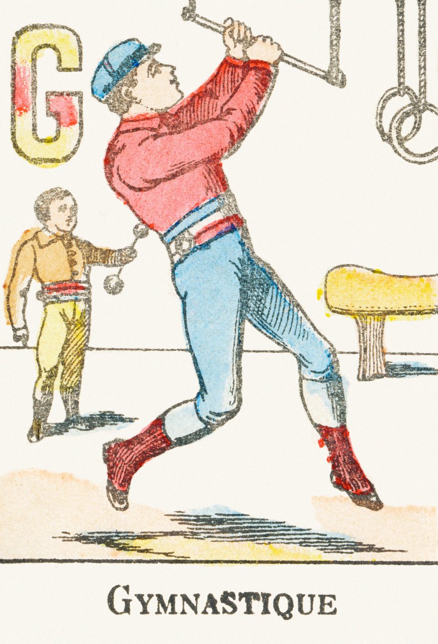 G : Gymnastik - Gravur aus Alphabet der Spiele, um 1890 von Unbekannt