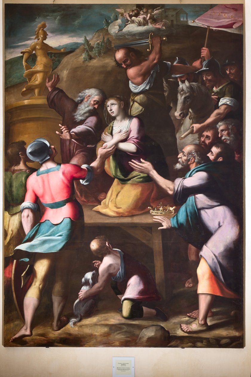 Genua, Duomo (St. Laurentius-Kathedrale), innen, Baptisterium (ehemals Kirche St. Johannes der Alte): "Martyrium der Heiligen Katharina", von Cesare und Alessandro Semino von Unbekannter Künstler