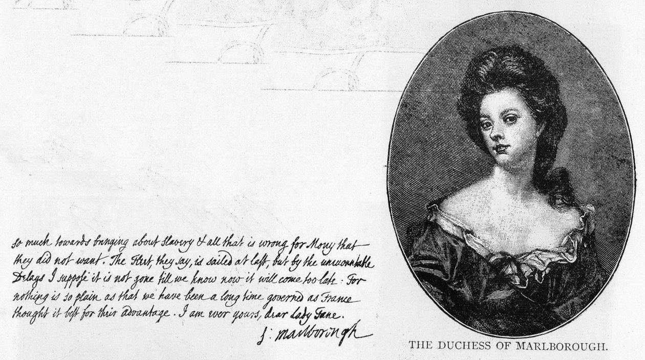 Handschrift und Unterschrift von Sarah, Herzogin von Marlborough von Unbekannt
