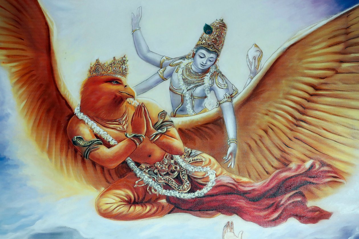 Hindu-Tempel und Schrein der Batu-Höhlen, Hindu-Gott Vishnu, Kuala Lumpur, Malaysia (Foto) von Unbekannt