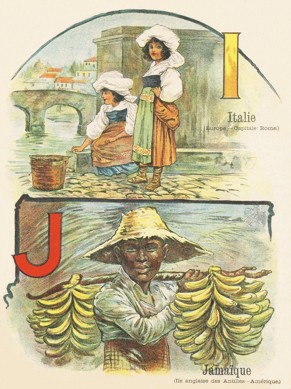 I J: Italien, Jamaika - ABC der zwei Welten. Emile Guerin, Verleger, Paris, um 1900. Maße: 27,5 x 21,5 cm von Unbekannt