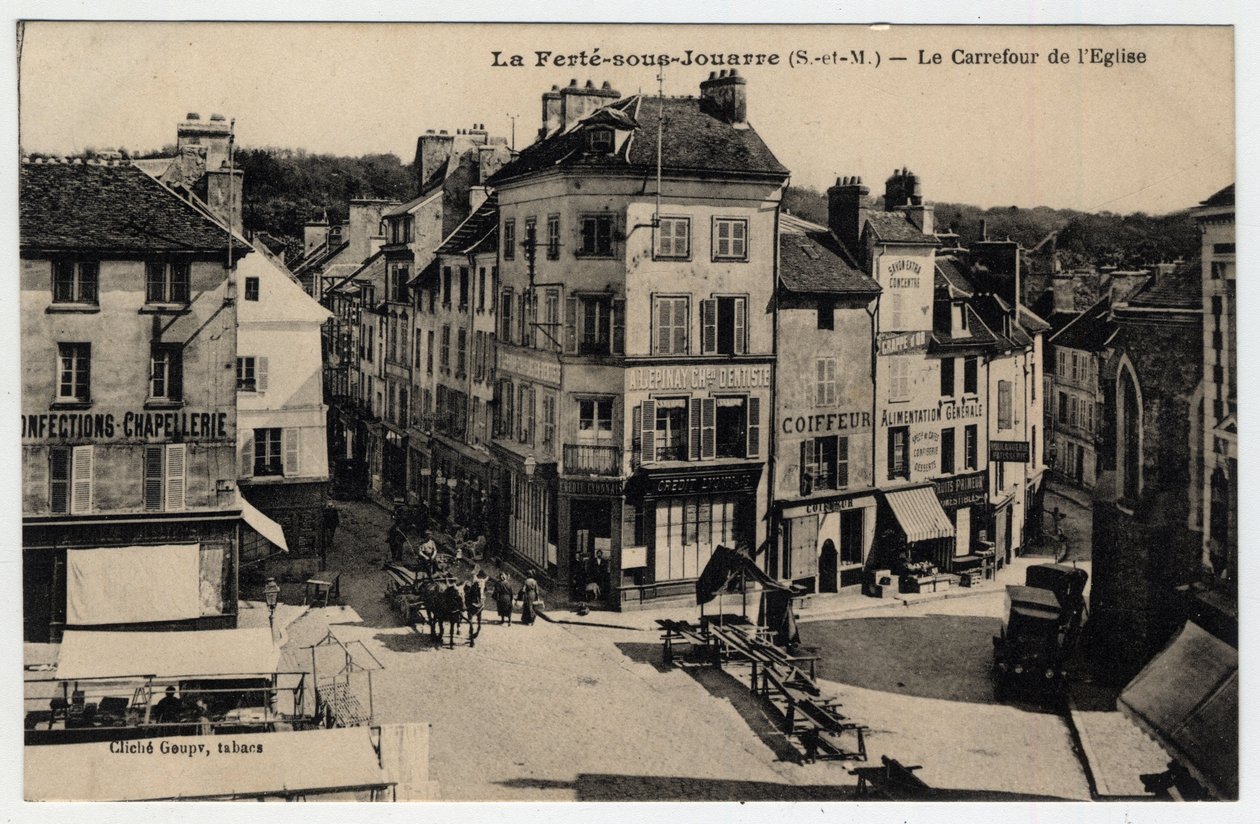 Île de France, Seine et Marne (77), Ferte-sous-Jouarre (Ferte-sous-Jouarre): die Kreuzung der Kirche - Postkarte Ende 19. Anfang 20. Jahrhundert von Unknown
