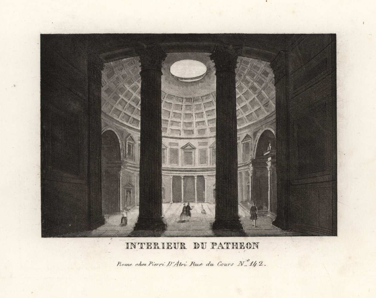 Innenansicht des Pantheon mit der Kassettendecke und dem Oculus, Rom von Unbekannt