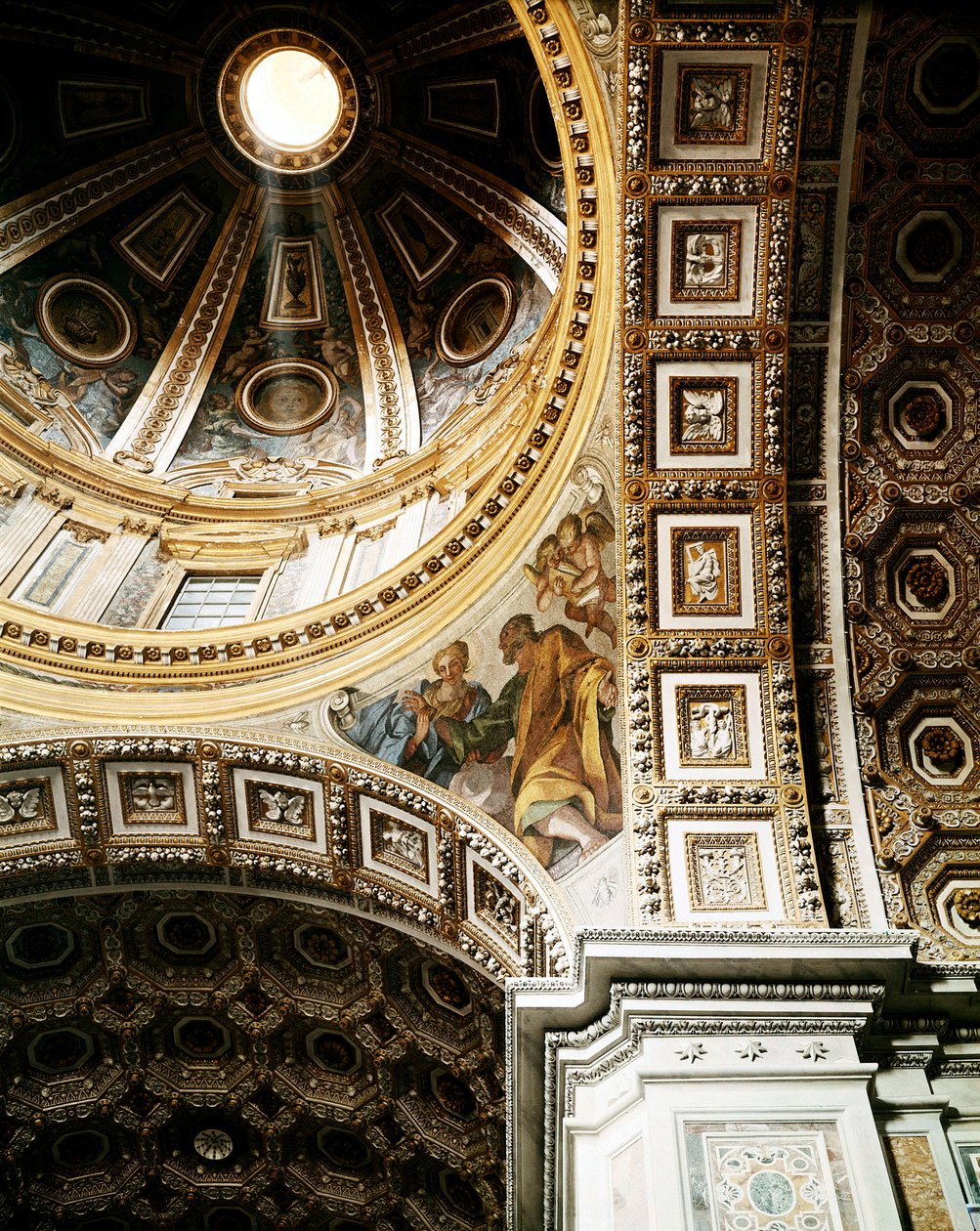 Innenansicht der Kuppel des Petersdoms (Basilica San Pietro) in Rom. Detail von Unbekannt