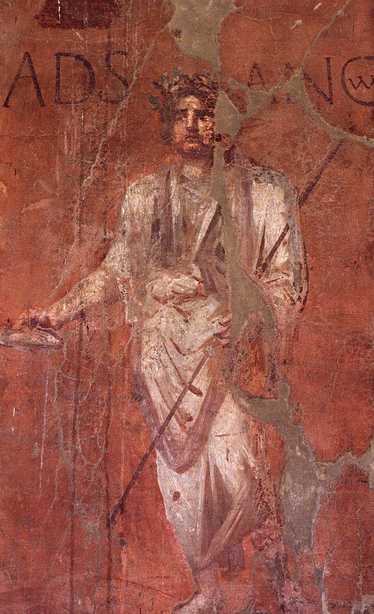 Italien: Archäologische Stätte von Pompeji am Fuße des Vesuvs: Wandfresko von William M. Timlin