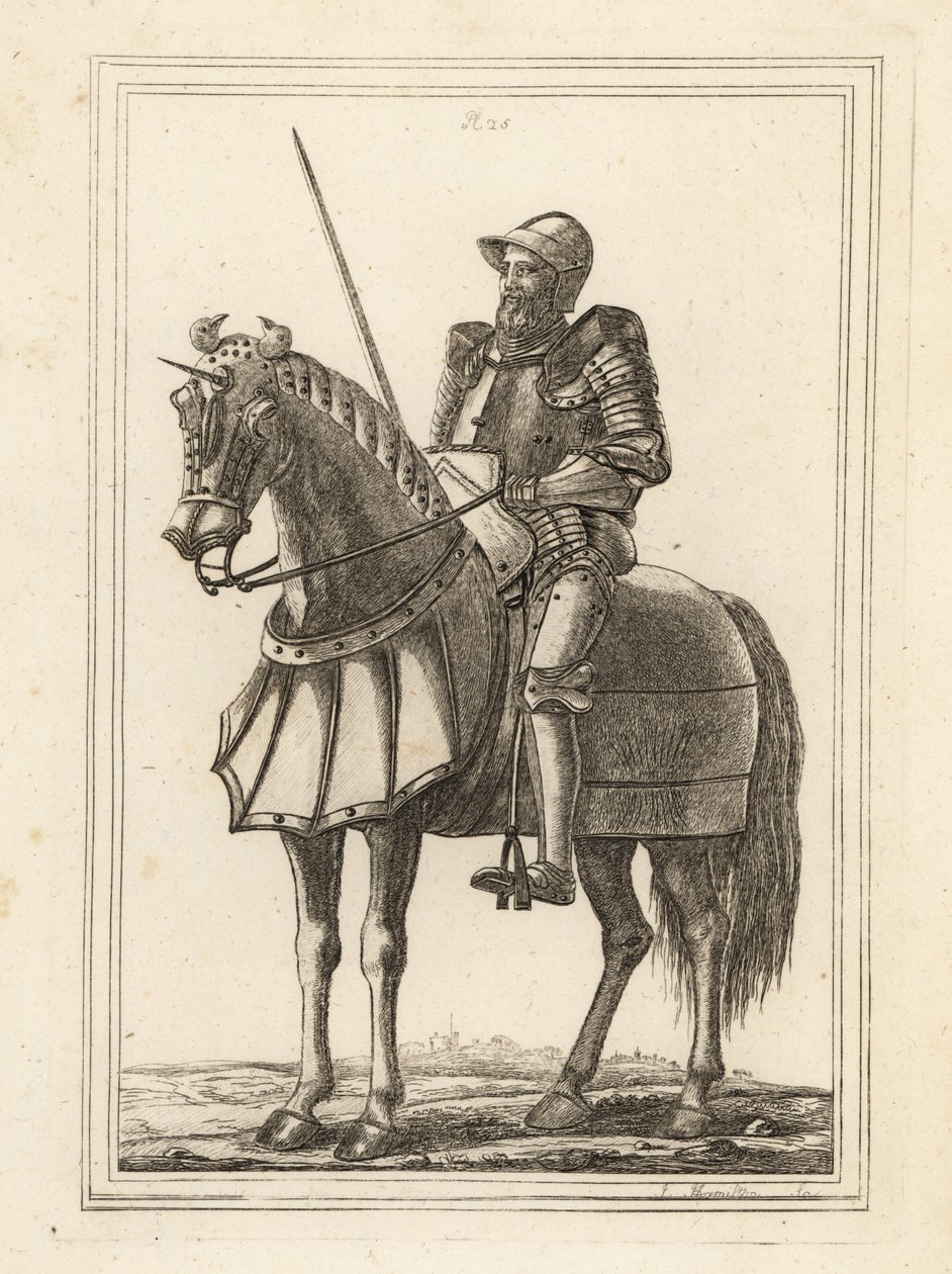 König Edward III. als bewaffneter Ritter auf einem Pferd dargestellt von Unbekannt